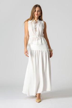 Blusa Bata Com Renda e Amarração - OFF WHITE