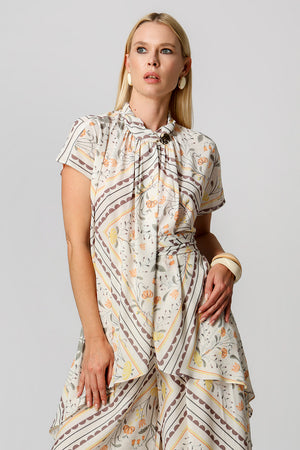 Blusa Moulet Estampada Transpassada - LARANJA 1220