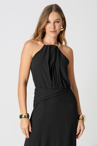 Vestido Cava Americana Com Gargantilha - PRETO