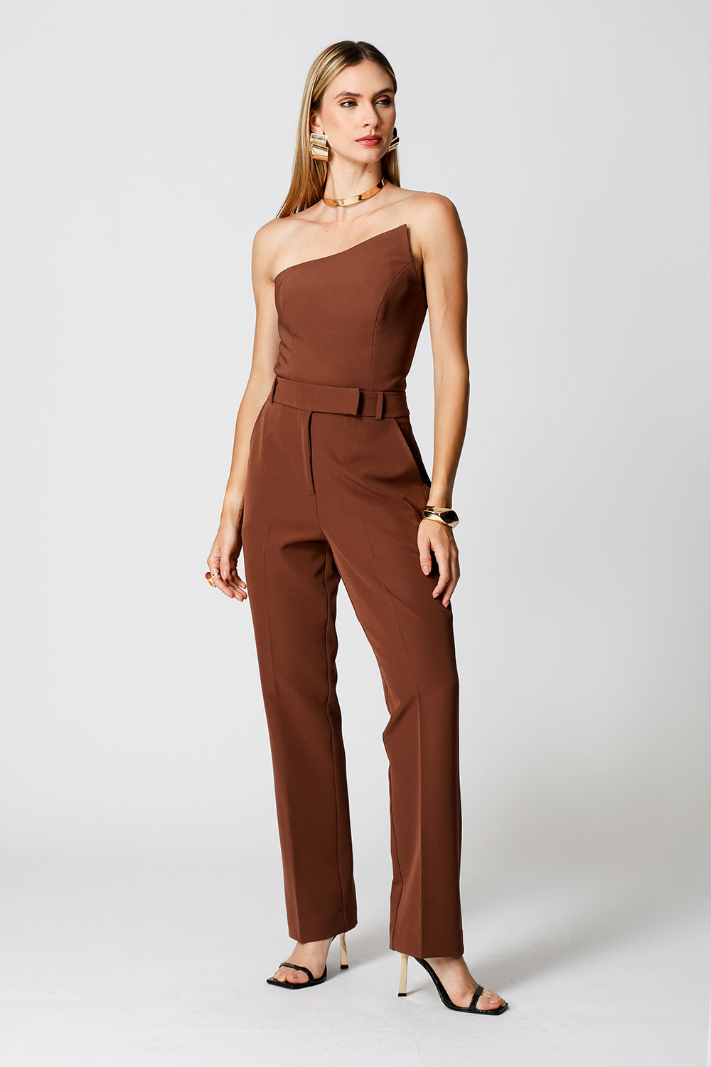 Top Alfaiataria Assimétrico - TABACO