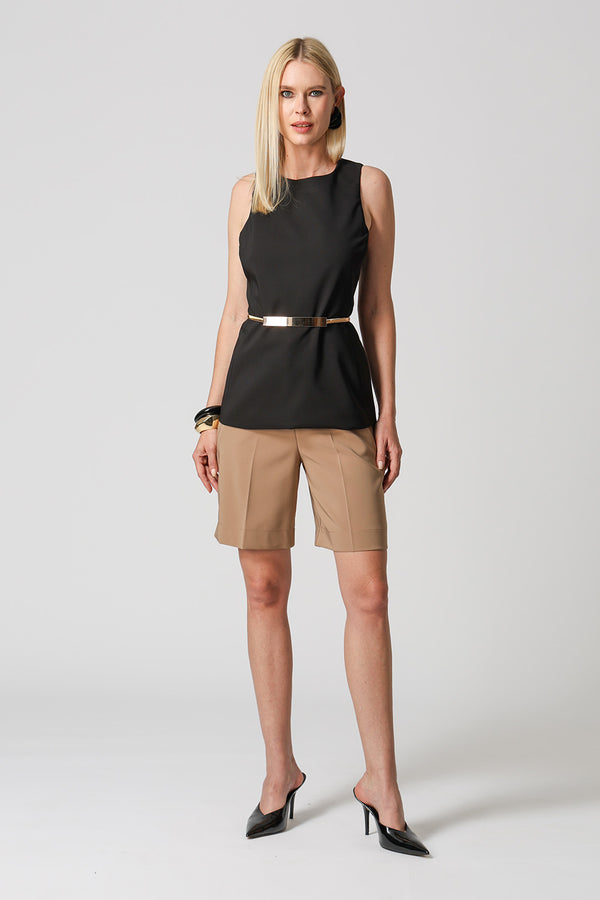 Blusa Túnica Alfaiataria Com Recortes - PRETO