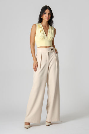 Blusa Cropped Decote V - AMARELO CL