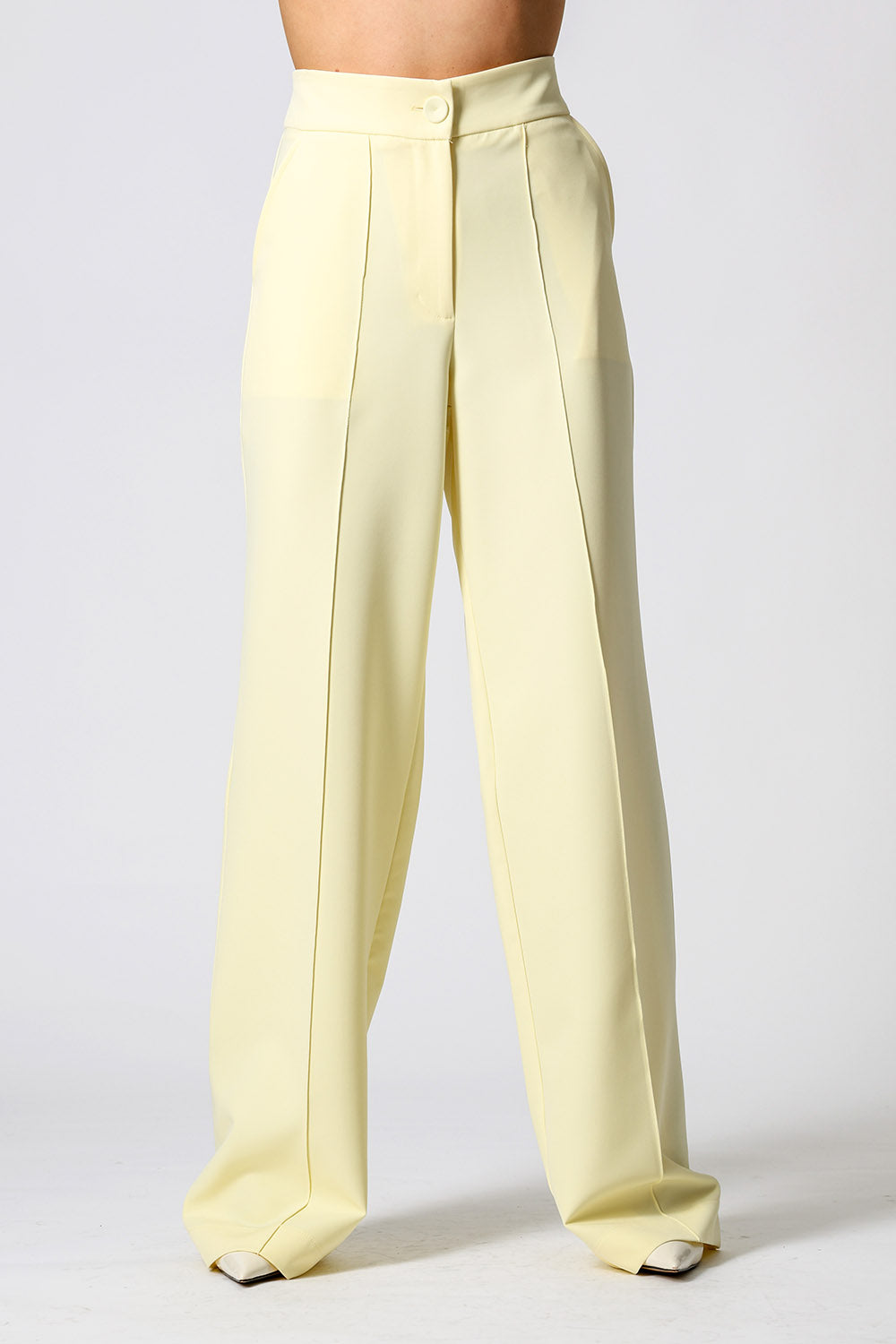 Calça Pantalona Com Vinco - AMARELO CL