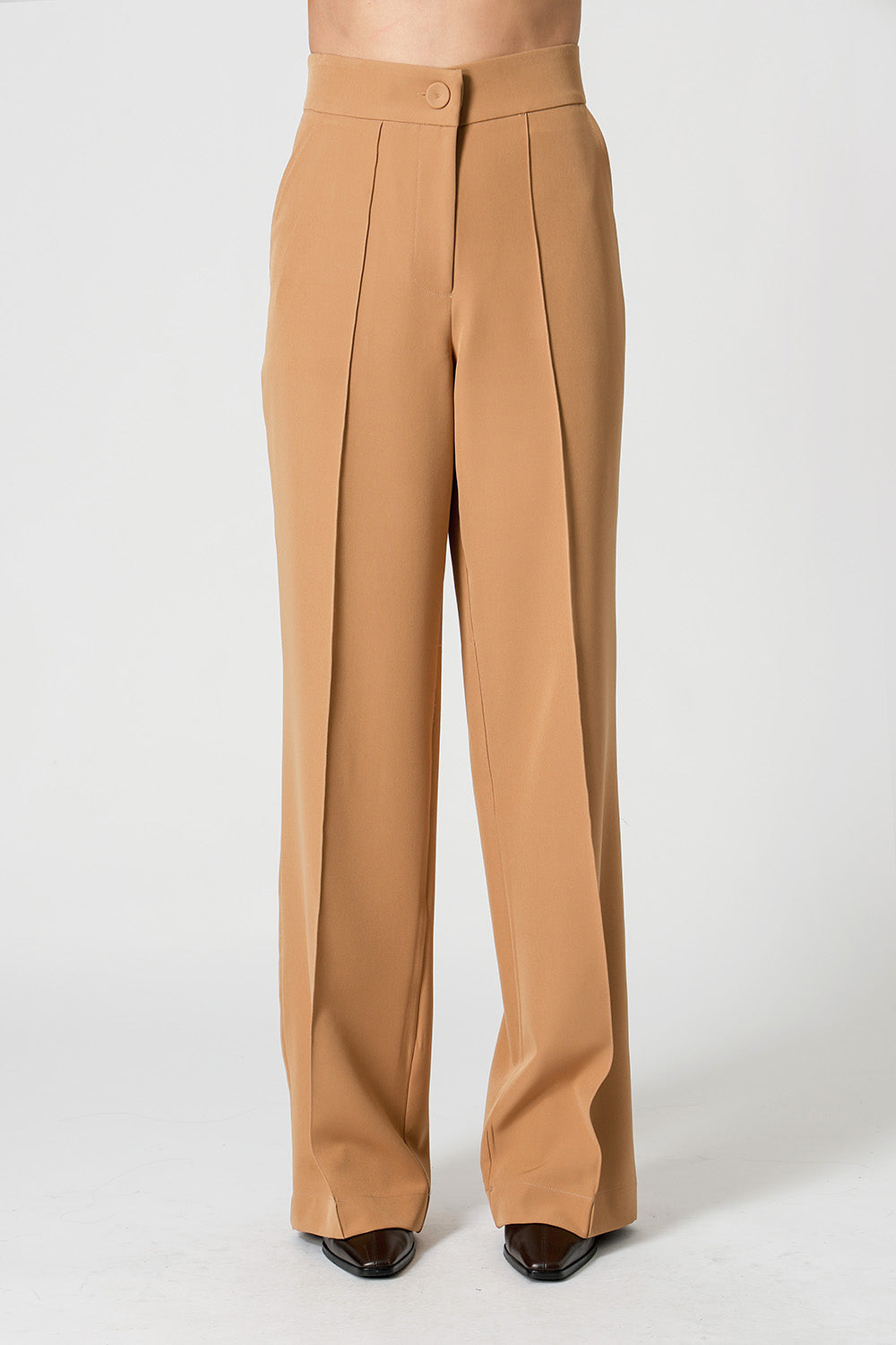 Calça Pantalona Com Vinco