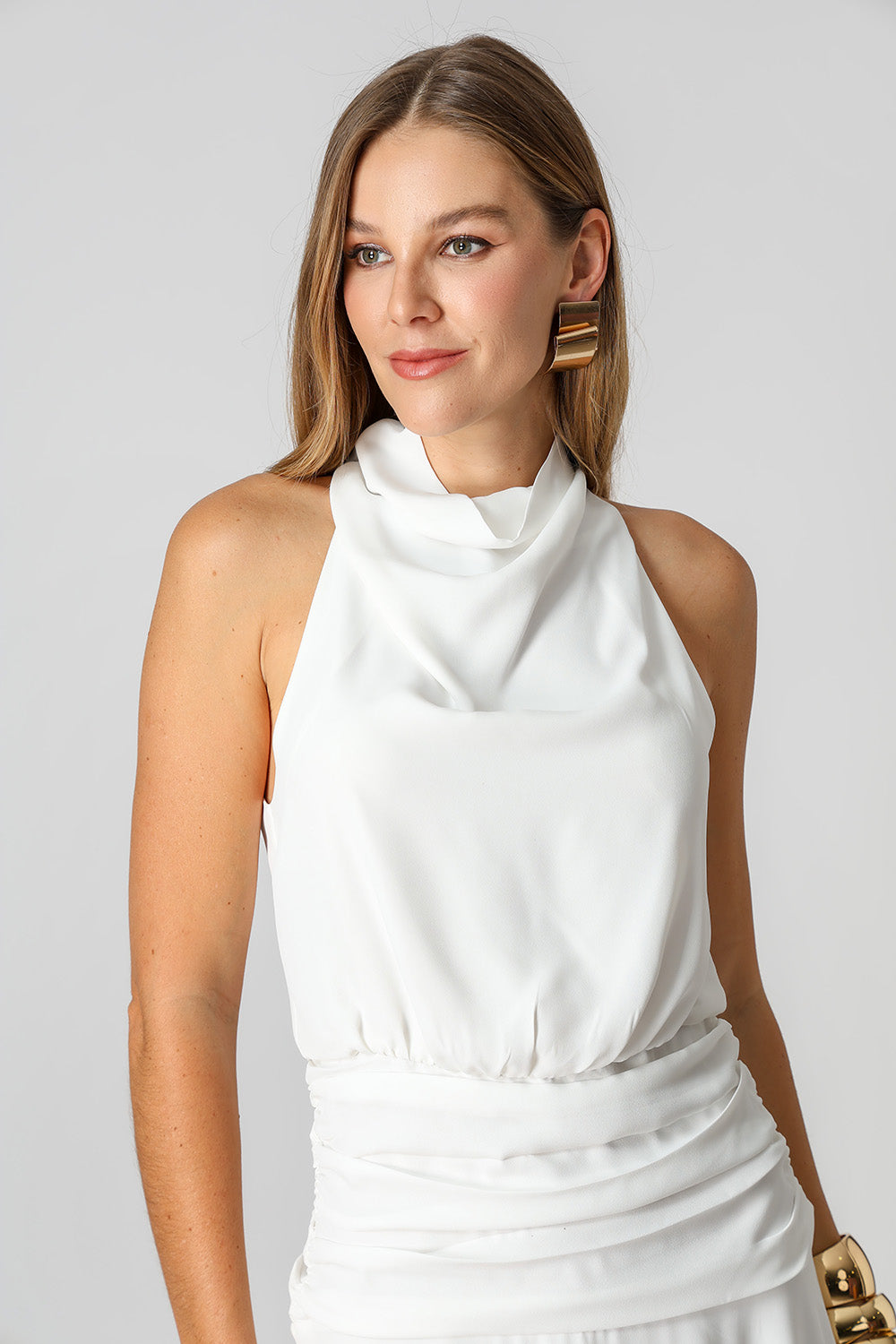 Vestido Degagê Assimétrico - OFF WHITE