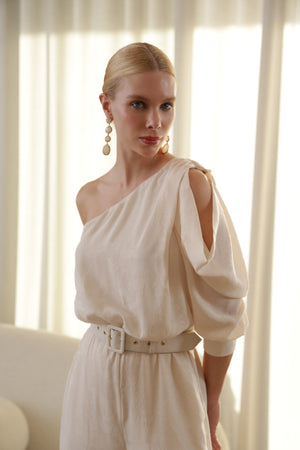 Macacão Ombro Único Pantalona