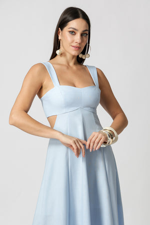 Vestido Vazado Com Alça Larga - AZUL CLARO