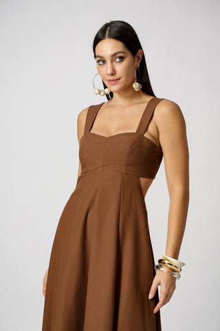 Vestido Vazado Com Alça Larga - CHOCOLATE