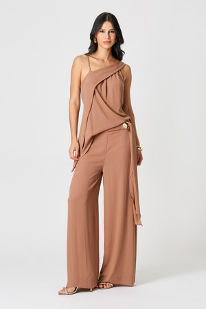 Blusa Assimétrica Com Pala - MARROM