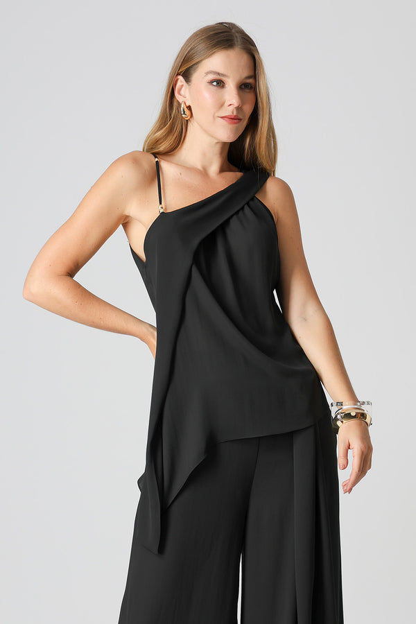 Blusa Assimétrica Com Pala - PRETO