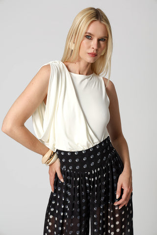 Body Com Drapeado No Ombro - OFF WHITE