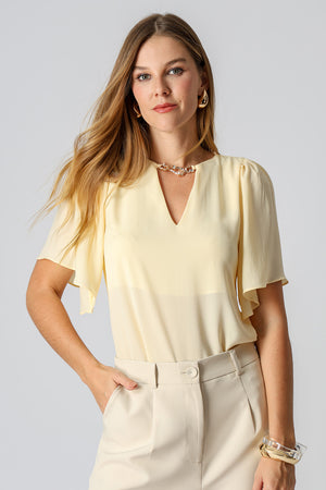 Blusa Manga Angel Com Acessório - AMARELO CL