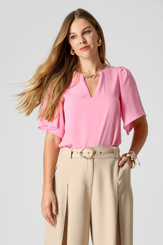 Blusa Manga Angel Com Acessório - PINK CLARO