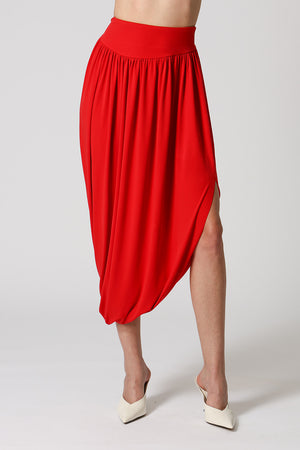 Saia Franzida Com Fenda Lateral - VERMELHO