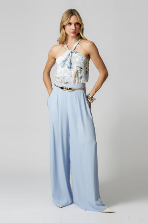 Blusa Com Torção Estampada - AZUL CLARO 1221