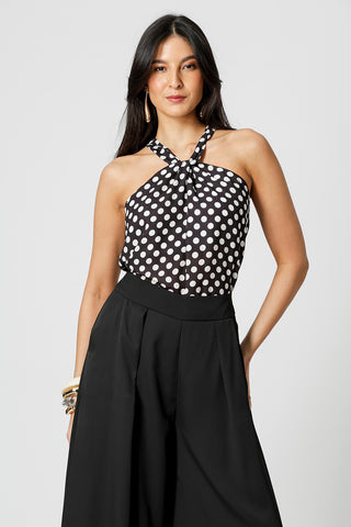 Blusa Com Torção Estampada - PRETO 7204
