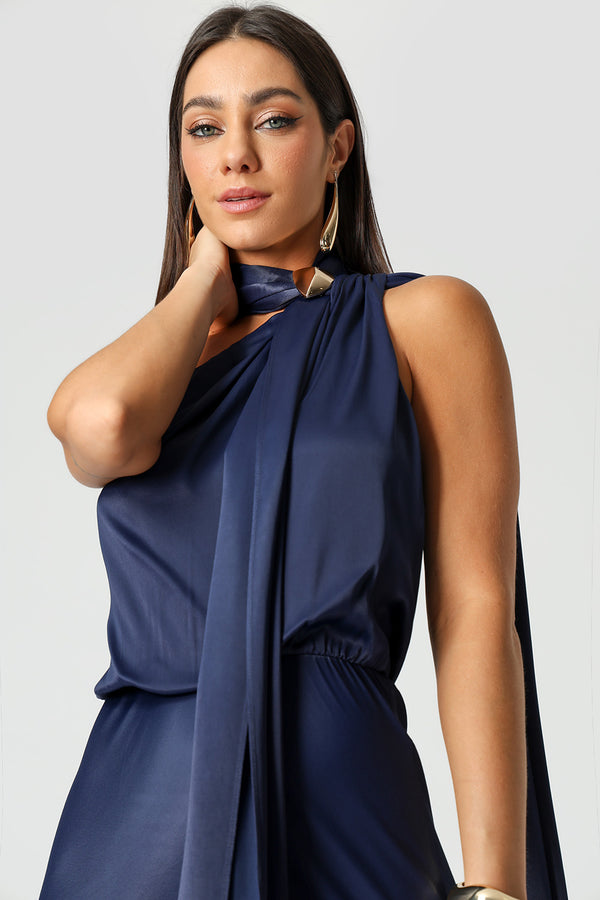 Vestido Cetim Ombro Único