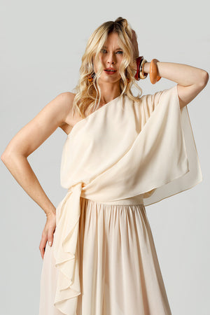 Blusa Ombro Único Com Manga Lenço