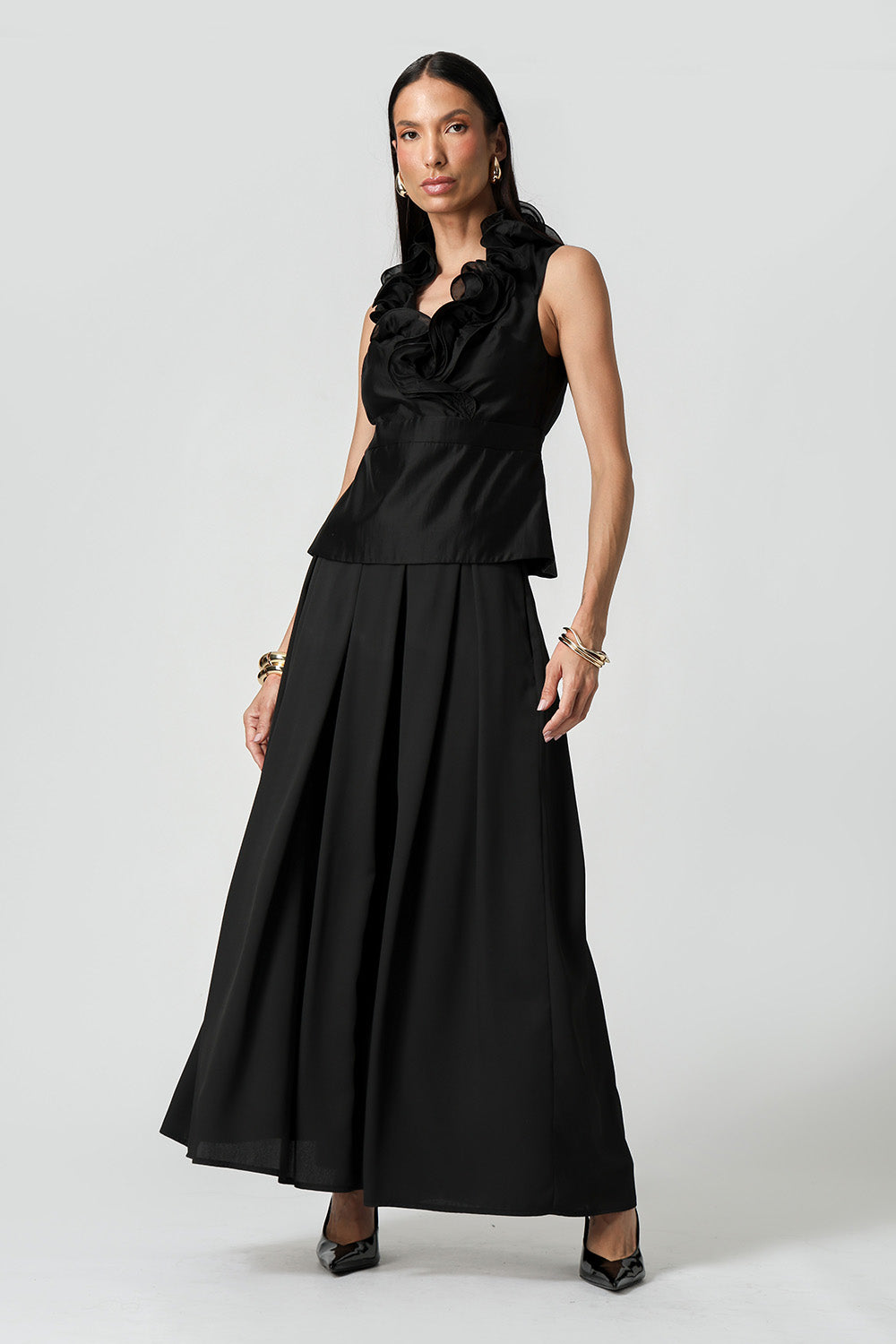 Blusa Peplum Voil Com Babado