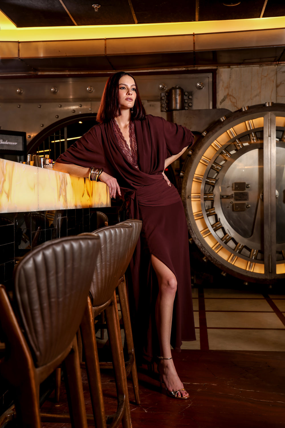 Blusa Cachequer Chiffon Plissado Com Renda