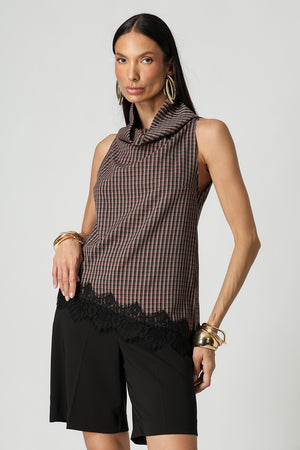 Blusa Xadrez Tartan Com Gola Degagê
