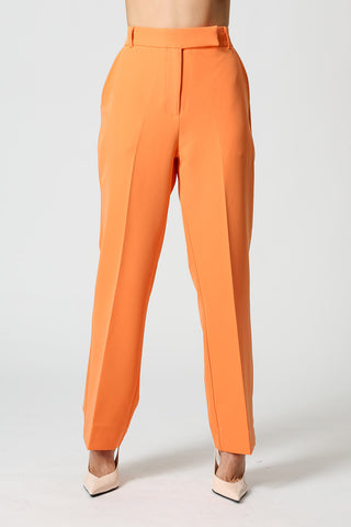 Calça Reta Cós Minimalista - TANGERINA