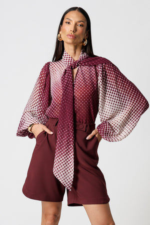 Blusa Chiffon Glass Estampada Com Faixa