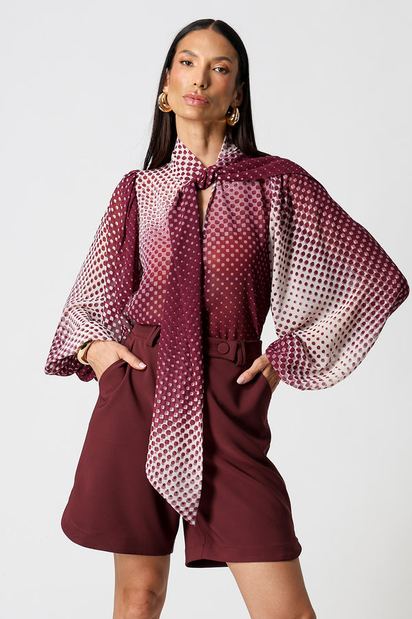 Blusa Chiffon Glass Estampada Com Faixa