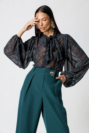 Blusa Chiffon Glass Estampada Com Faixa
