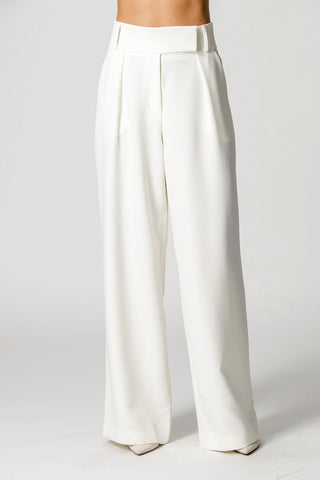 Pantalones minimalistas de pierna ancha - BLANCO ROJO