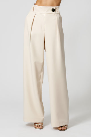 Calça Pantalona Cós Minimalista Com Botão Dourado - CRU
