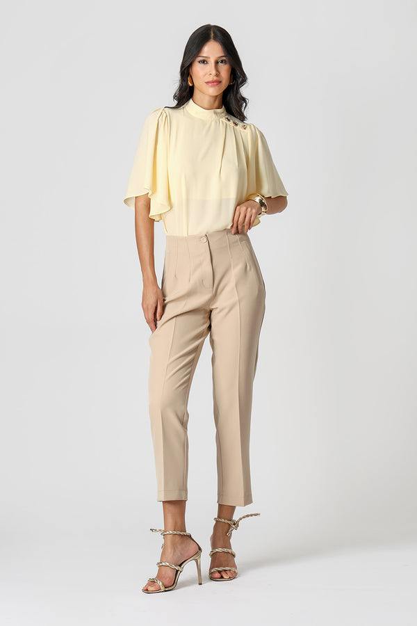 Blusa Botões Dourados e Manga Angel - AMARELO CL