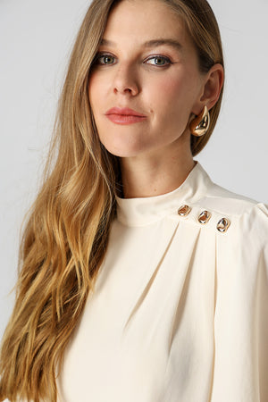 Blusa Botões Dourados e Manga Angel - CRU