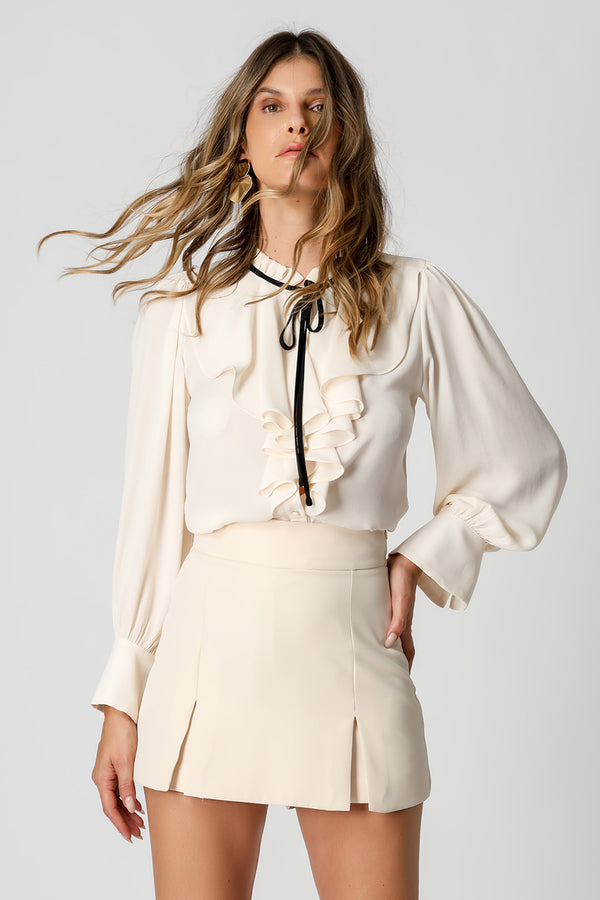 Camisa Gola Jabour Com Amarração - CRU