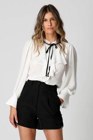 Camisa Gola Jabour Com Amarração - OFF WHITE