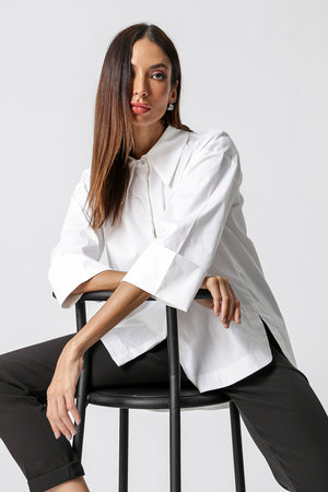 Camisa 3/4 con puños anchos - BLANCA