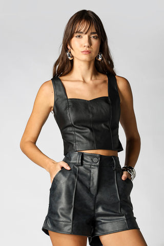 Top Cropped com Zíper de Metal nas Costas - PRETO
