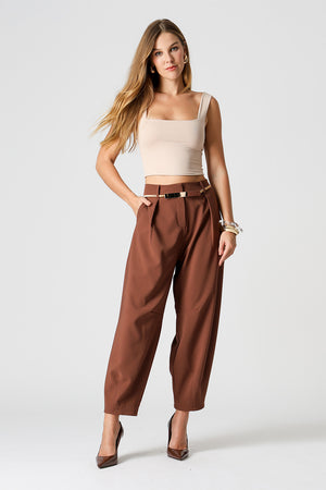 Blusa Cropped De Alça Larga - AREIA