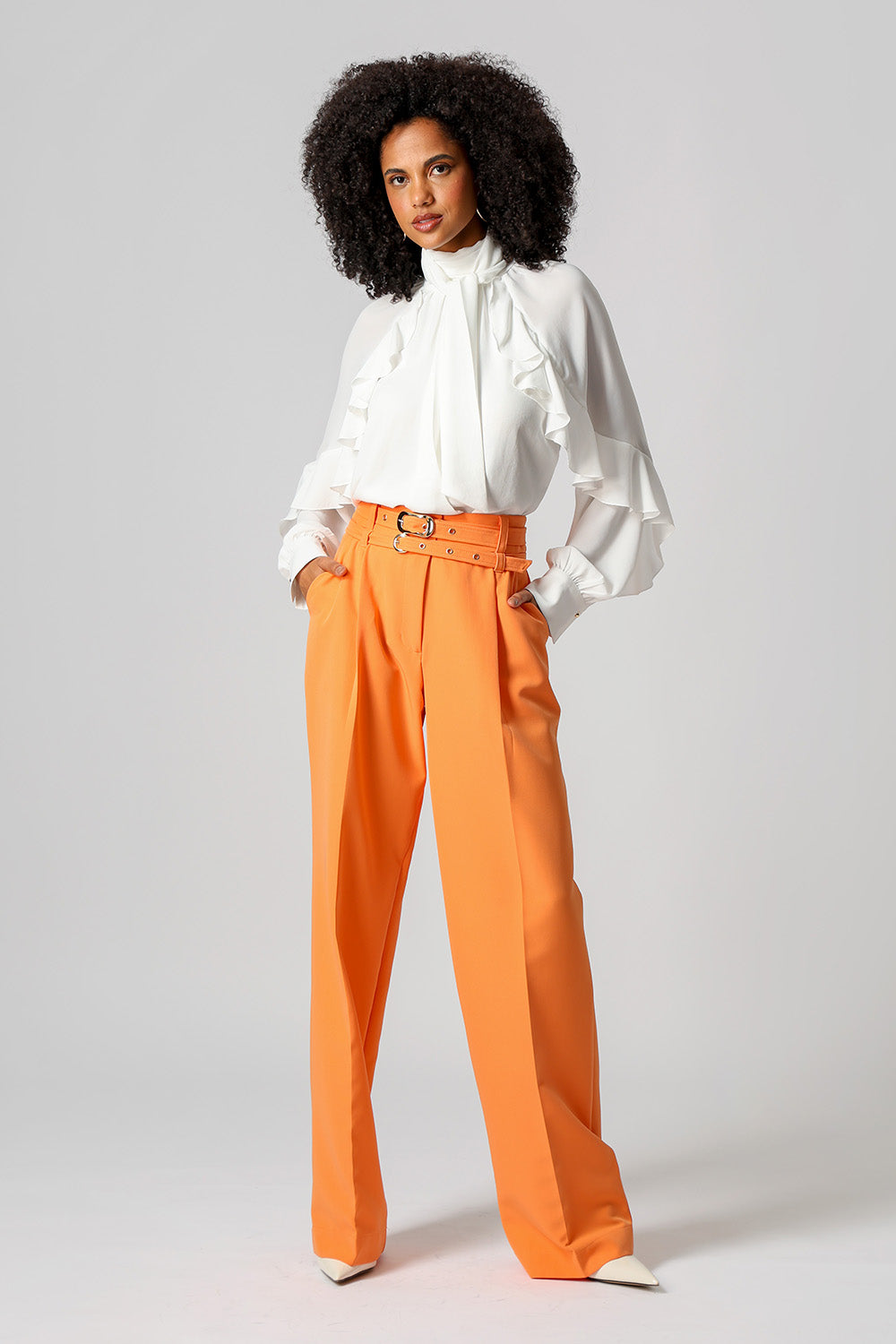 Blusa Ampla Com Babados - OFF WHITE