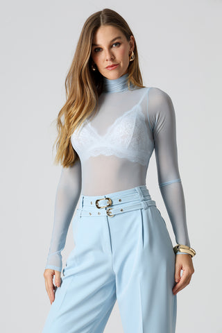 Blusa Manga Longa De Tule - AZUL CLARO