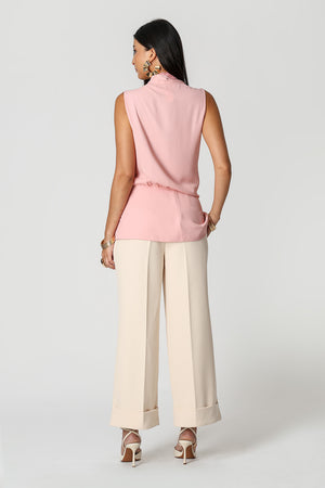 Blusa Peplum Transpassada com Top em Renda