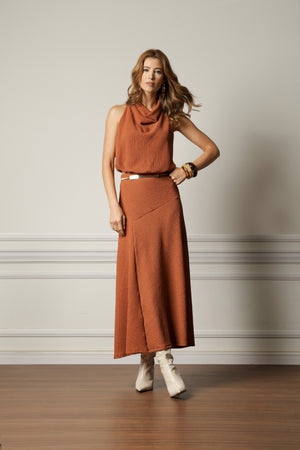 Blusa Decote Degagê Com Textura Honeycomb TRIMIX
