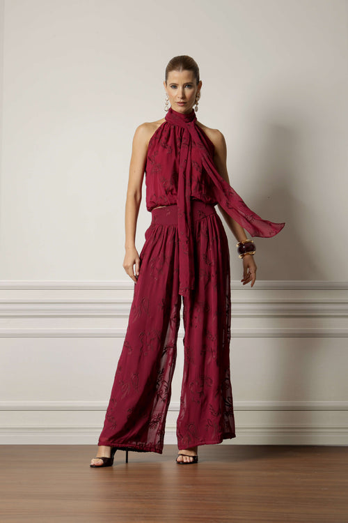 Calça Pantalona Bordado TRIMIX