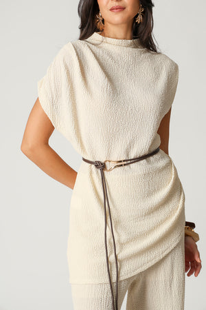 Blusa Assimétrica Com Cinto TRIMIX