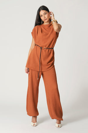 Calça De Modelagem Aladim Com Textura Honeycomb TRIMIX
