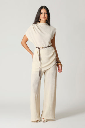 Blusa Assimétrica Com Cinto TRIMIX
