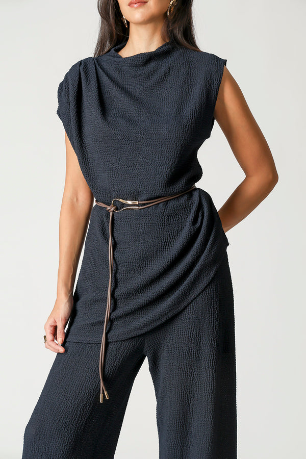 Blusa Assimétrica Com Cinto TRIMIX