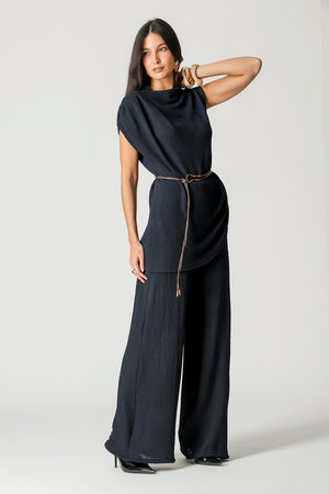 Blusa Assimétrica Com Cinto TRIMIX