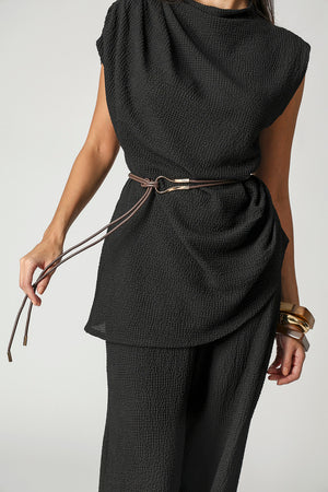 Blusa Assimétrica Com Cinto TRIMIX