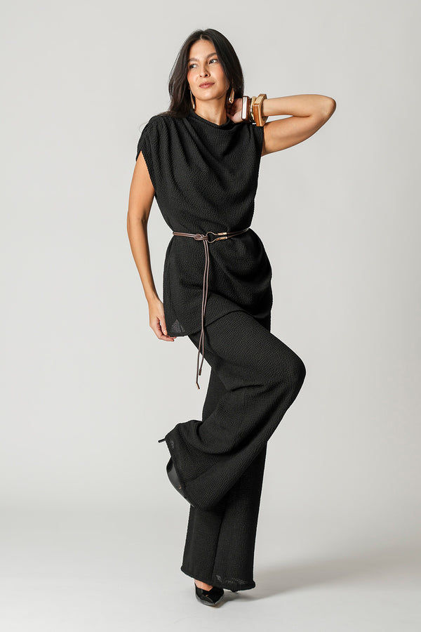 Blusa Assimétrica Com Cinto TRIMIX